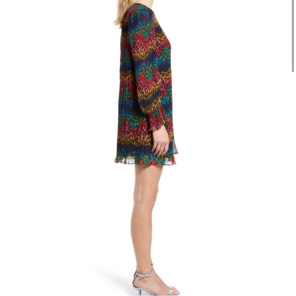 Never Fully Dressed Multicolor Leopard Print Long Sleeve Plisse Dress size 4 - Picture 4 of 6